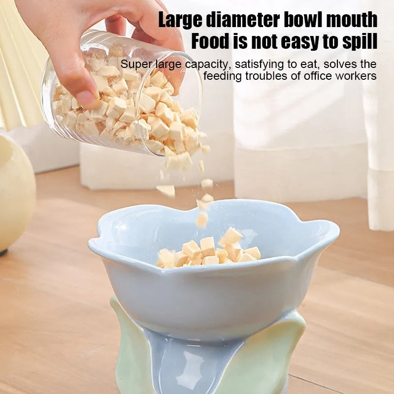 Cat Flower Bowl Raised Ceramic Pet Drinking Eating Feeders